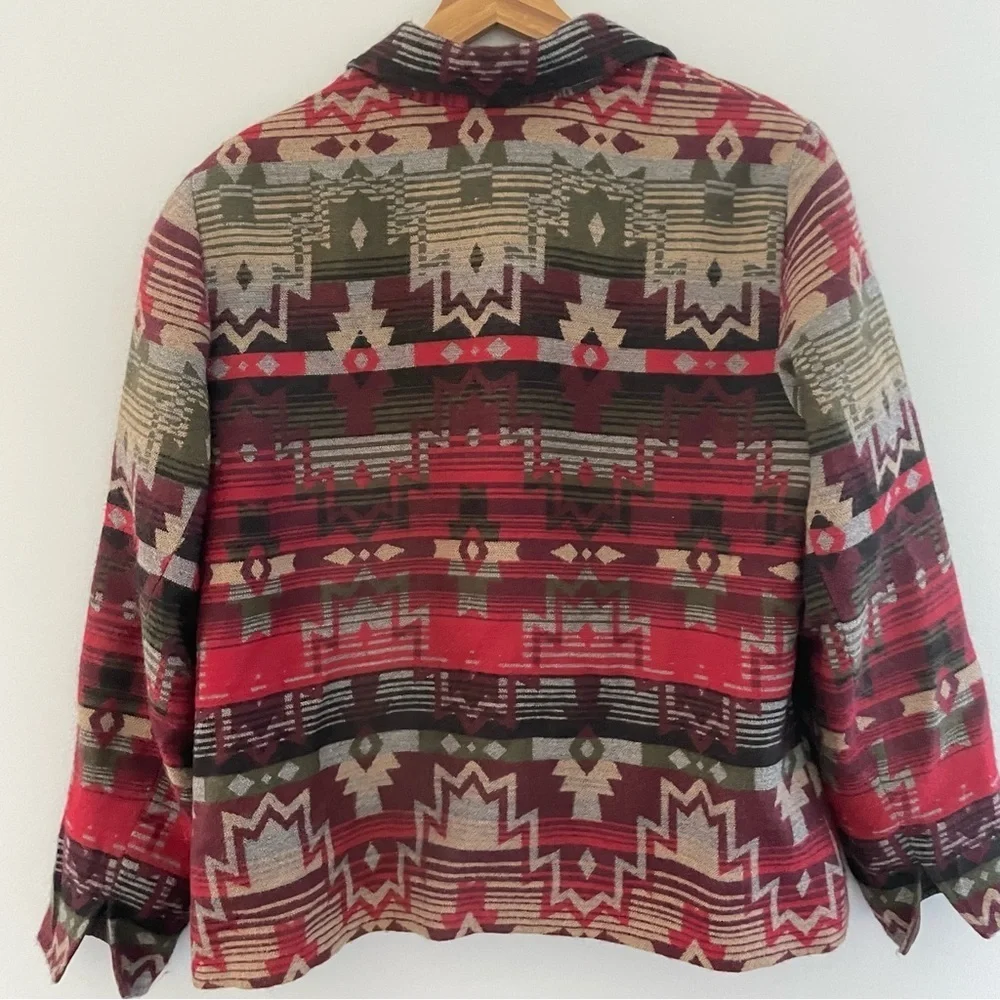 Coldwater Creek Womens Southwestern Aztec Wool Blend Jacket Size 16 - Picture 5 of 11